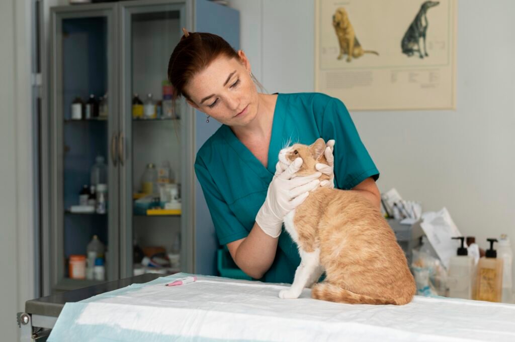 close-up-veterinarian-taking-care-cat