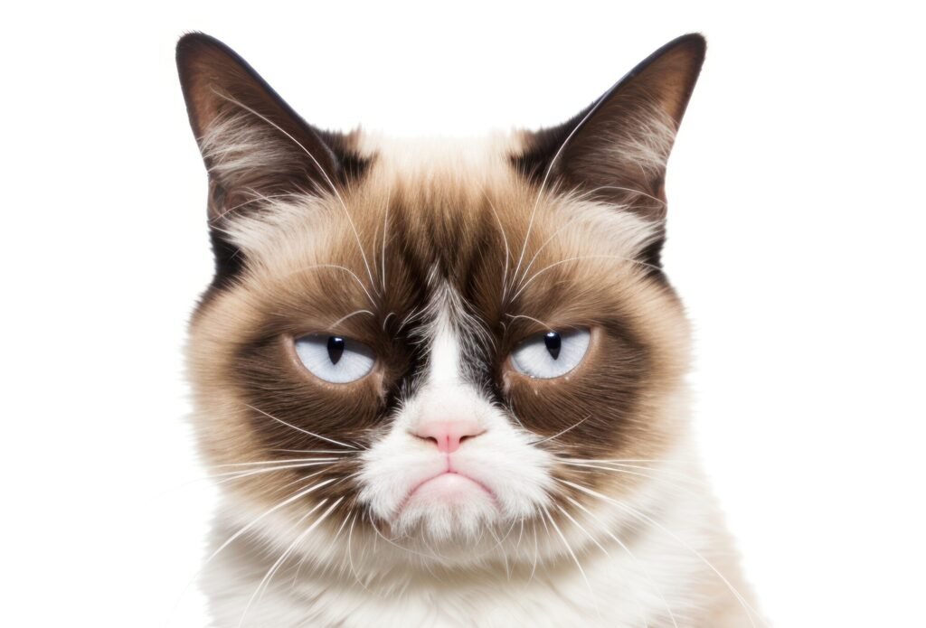 Grumpiness cat mammal animal cute.