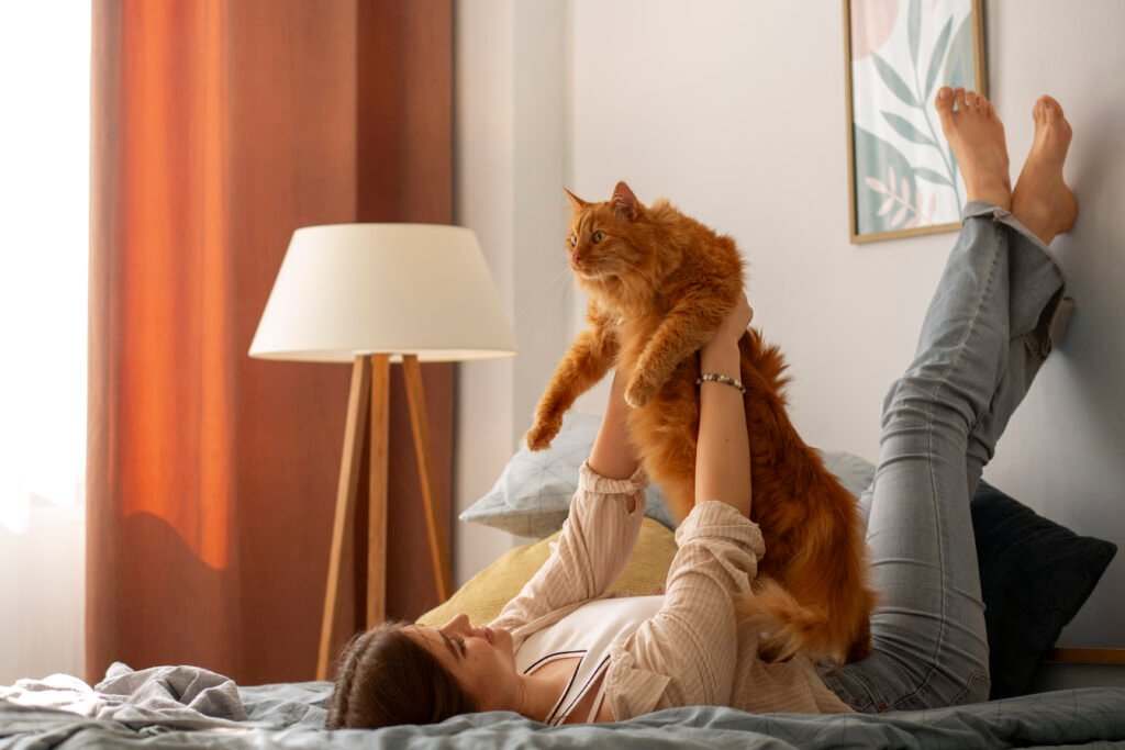 owner-with-cute-cat-home